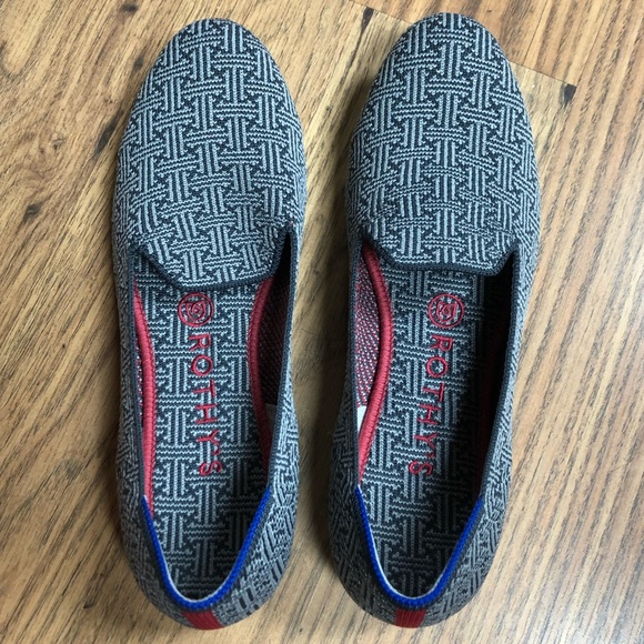 Rothy's Loafers in "Charcoal Grid," grey/gray pattern, EUC, size 8 - Picture 2 of 11